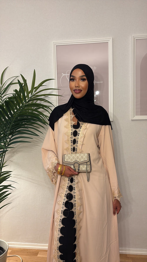 Anisa Signature Lace Abaya in beige